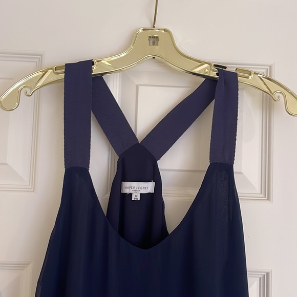 Navy size 12 chiffon beautiful light halter dress - Picture 2 of 11
